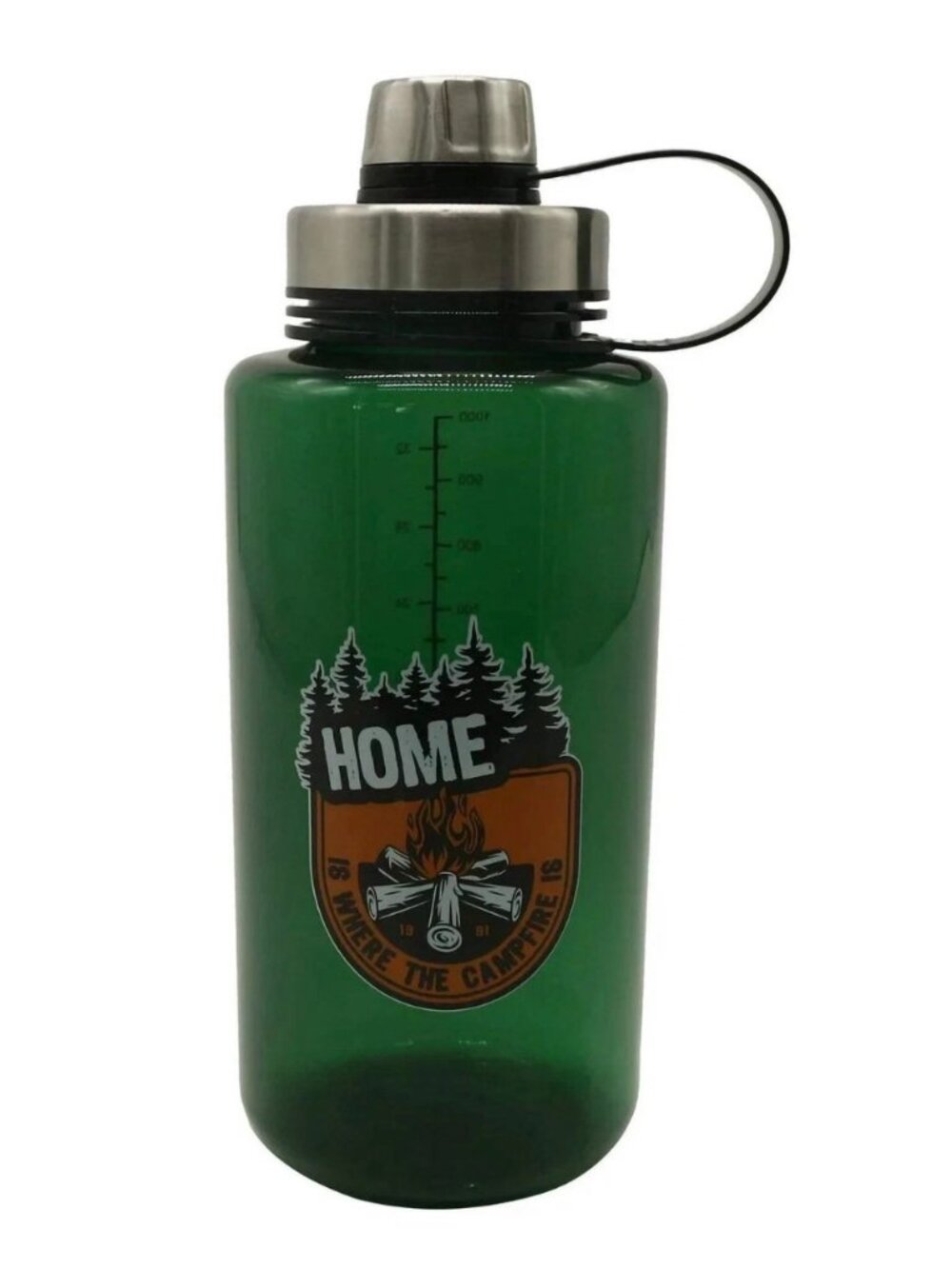Ozark Trail 32 oz Green Plastic Water Bottle with Wide Mouth and Flip-Top Lid